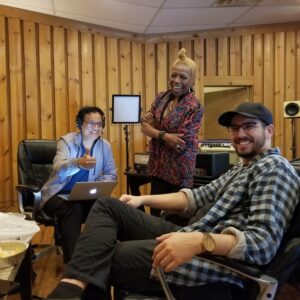 Joyce and musicians recording “The Island.”