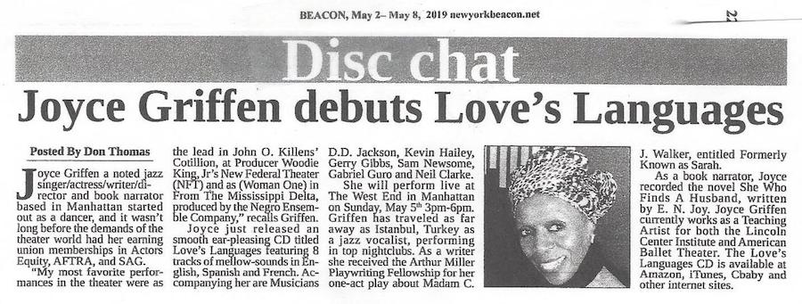 Joyce Griffen Article About Love's Language In Paper