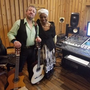 Ruben Isola and Joyce recording "Ne Me Quitte Pas" at the Recording Session
